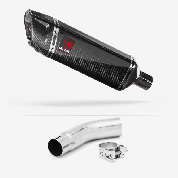 Lextek SP9C Gloss Carbon Fibre Exhaust 300mm with Link Pipe for Suzuki GSR750 (11-16)
