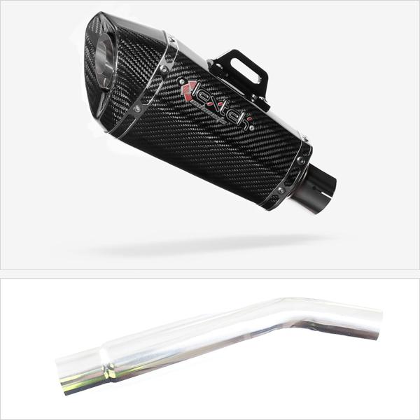 Lextek Stainless Steel XP8C Carbon Fibre Exhaust 210mm with Link Pipe