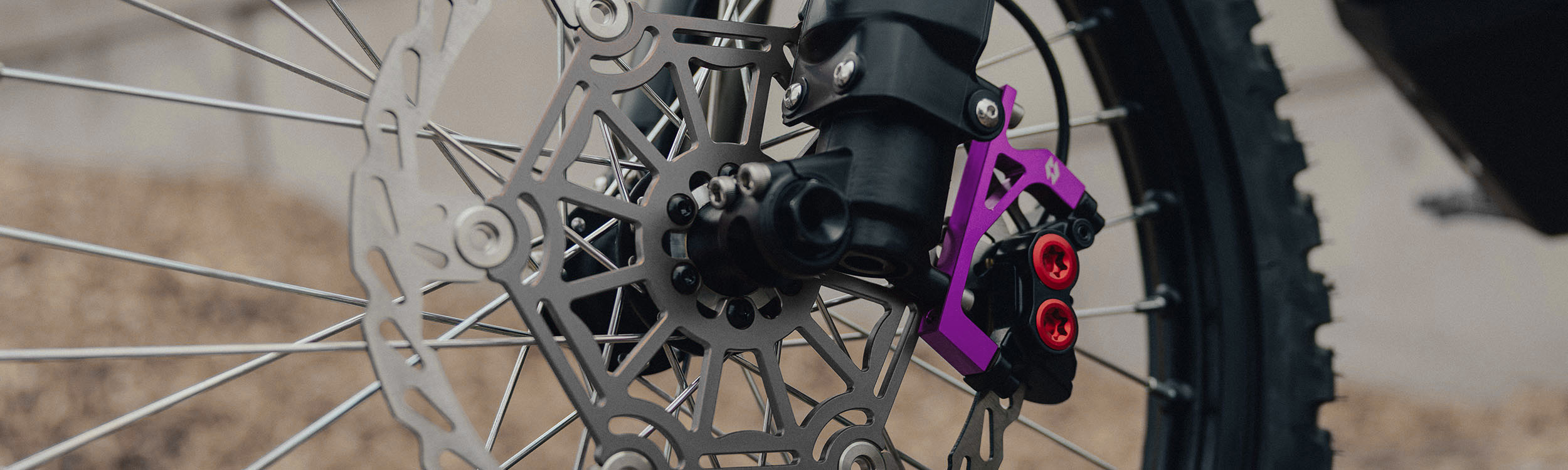 Full-E Charged Front Brake Caliper Bracket for 250mm Oversized Disc Purple