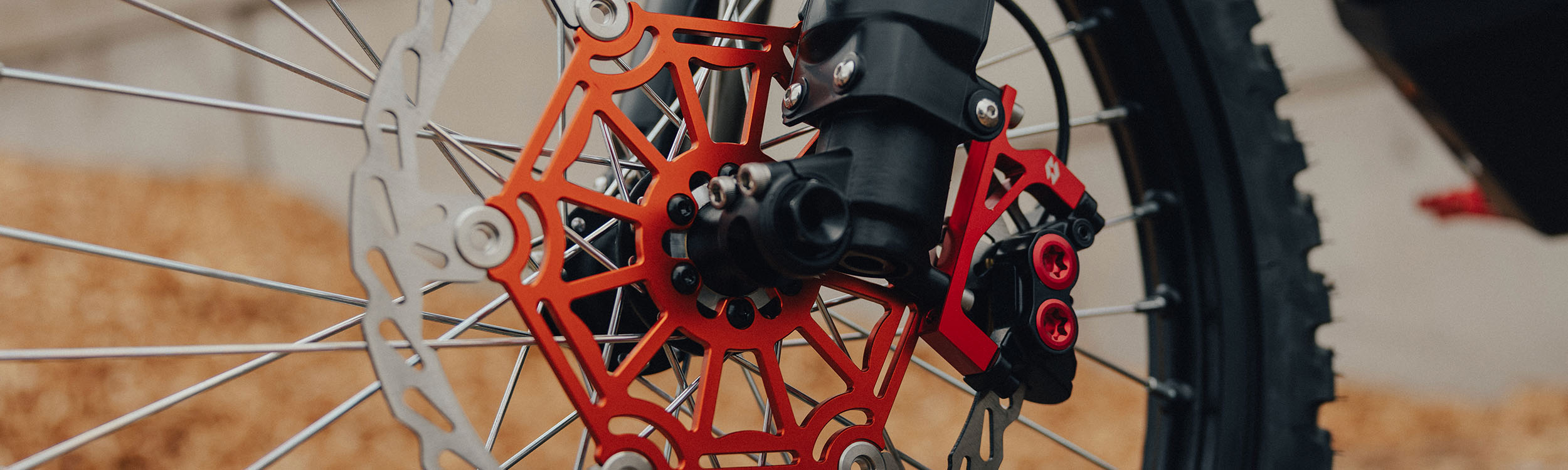 Full-E Charged Front Brake Caliper Bracket for 250mm Oversized Disc Red