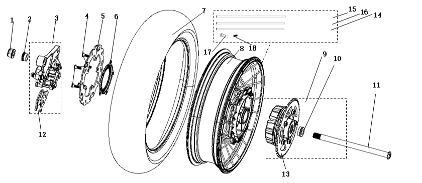 REAR WHEEL ASSEMBLY