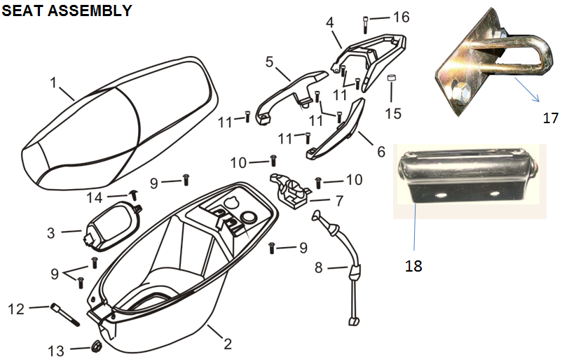Seat/Seat Bucket/Pillion Handles