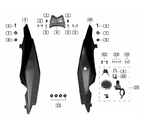 Left/Right Side panels/Lock Set