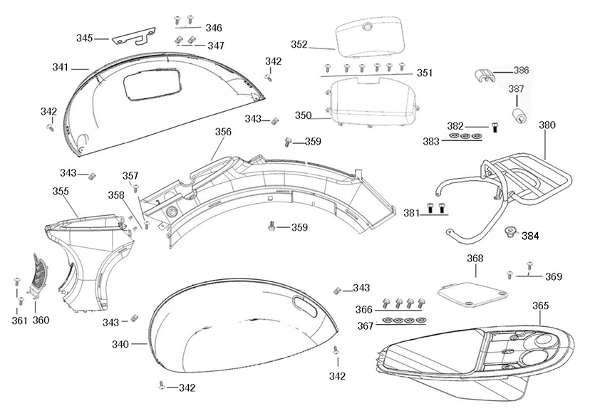 Rear Side Panels/Luggage Rack