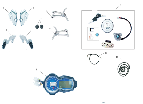 Speedo Assembly/Lock Set/Footrests