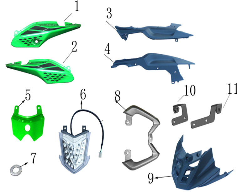 Rear Panels/Tail Light/Luggage Rack