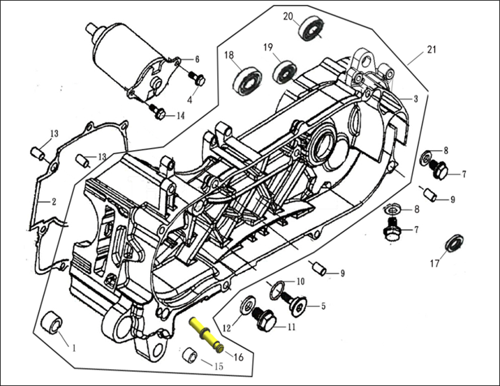 Left Crankcase/Starter Motor