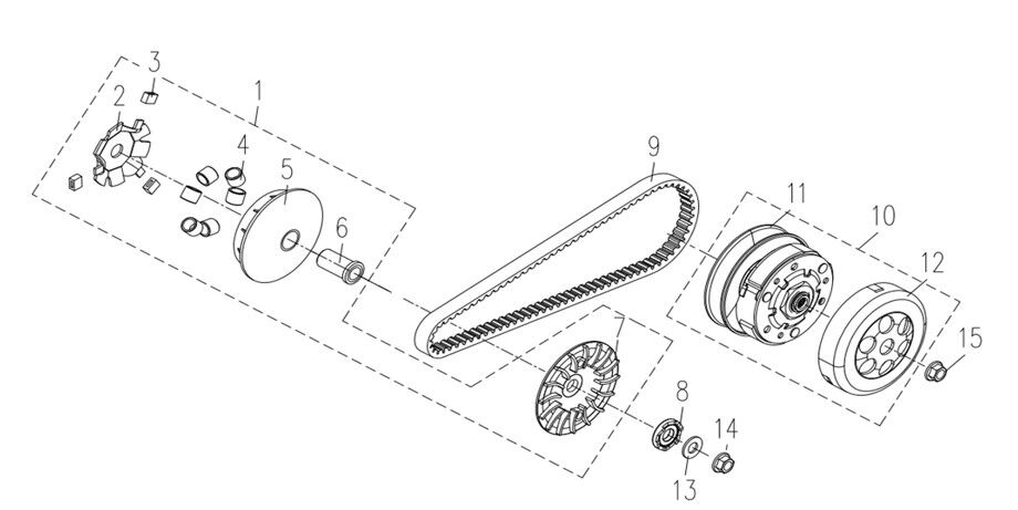 DRIVE BELT SYSTEM/CLUTCH