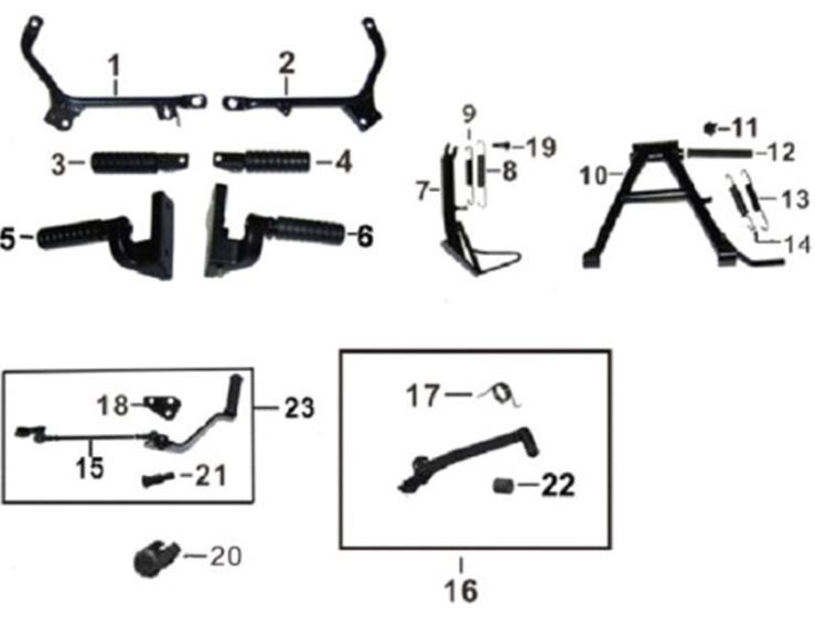 Foot Pegs and Pedals