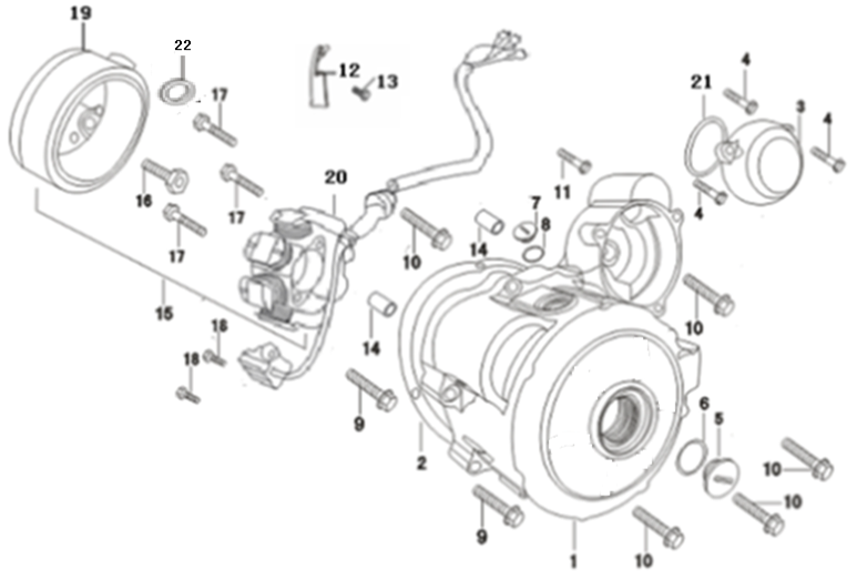 Left Engine Casing/Magneto/Stator