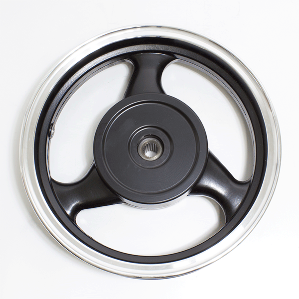 Rear Wheel Black 3 Spoke Wheel 12 x 2.50inch Black (Drum Brake) for ZN125T-32A, DB125T-32A