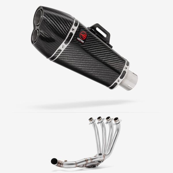 Lextek Carbon Fibre XP13C 210mm Low Level Exhaust System for Honda CB650R/F & CBR650R/F (14-24)