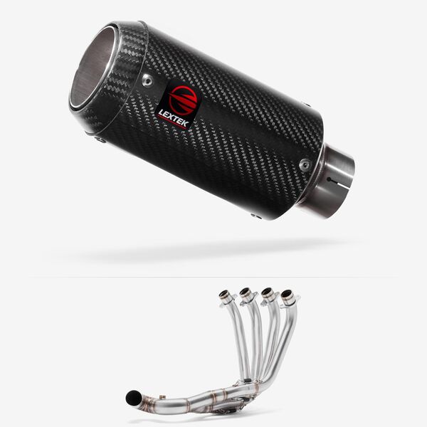 Lextek Carbon Fibre CP8C 150mm Low Level Exhaust System for Honda CB650R/F & CBR650R/F (14-24)