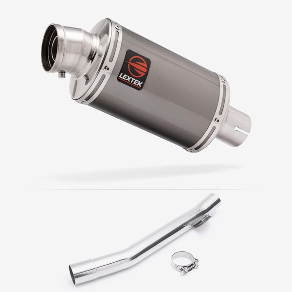 Lextek Smoked Stainless Steel OP15 200mm Exhaust with Link Pipe for Suzuki GSF 600 Bandit (95-06)