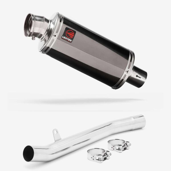 Lextek Smoked Stainless Steel OP16 250mm Exhaust with Link Pipe for Suzuki GSF1200 Bandit (96-06)