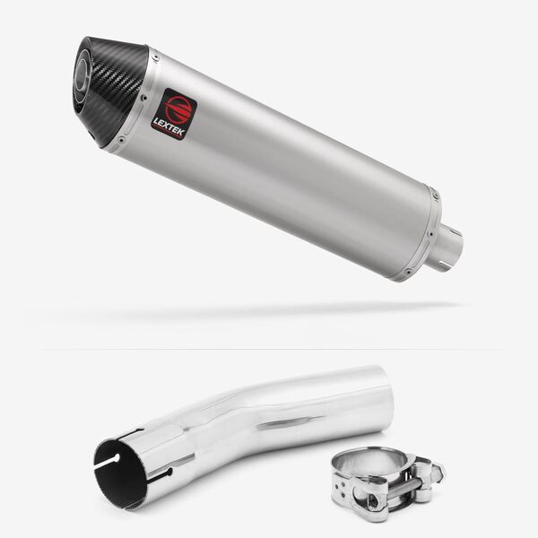 Lextek Brushed Stainless Steel RP1 400mm Exhaust with Link Pipe for Lexmoto LXR 125 & 380