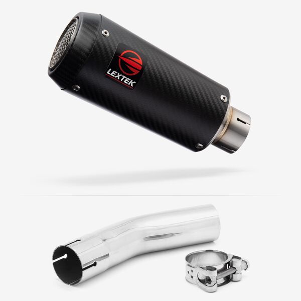 Lextek Carbon Fibre CP9C 180mm Exhaust with Link Pipe for Lexmoto LXR 125 & 380