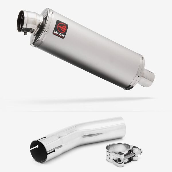 Lextek Matt Stainless Steel OP1 350mm Exhaust with Link Pipe for Lexmoto LXR 125 & 380