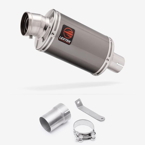 Lextek Smoked Stainless Steel OP15 200mm Exhaust with Link Pipe for Ducati Multistrada 1200 (15-17)