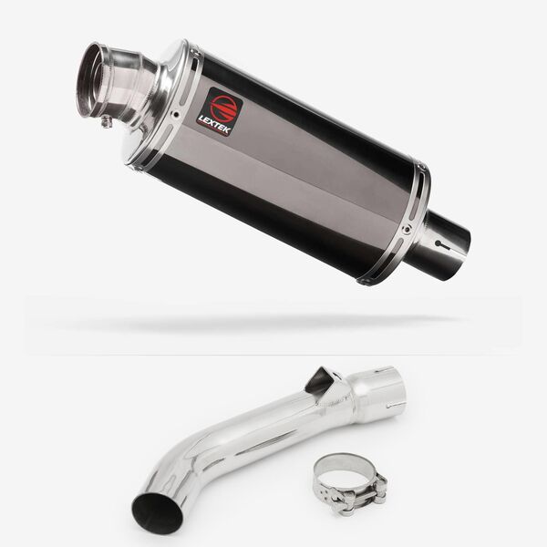 Lextek Smoked Stainless Steel OP16 250mm Exhaust with Link Pipe for Honda VFR 800 (97-01)