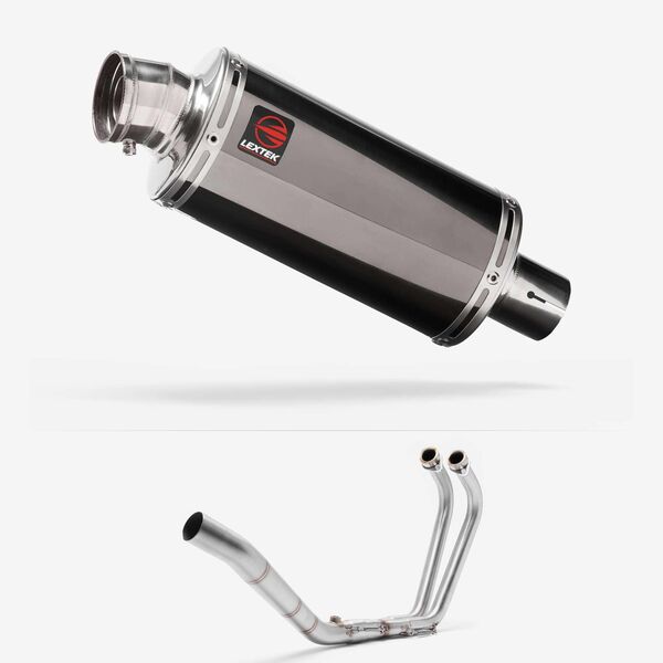 Lextek Smoked Stainless Steel OP16 250mm Exhaust System for Yamaha YZF R3 (15-18)