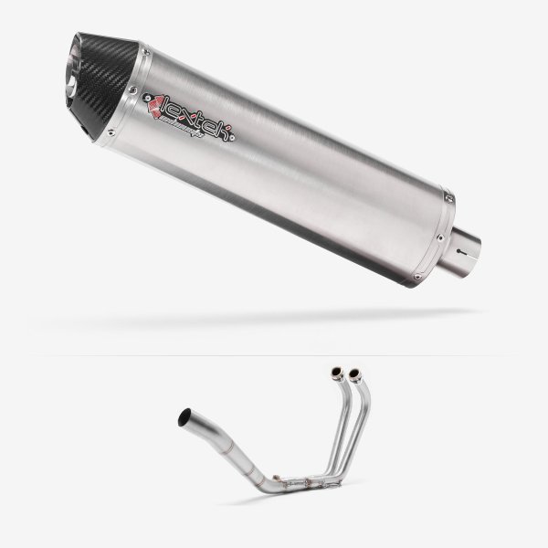 Lextek RP1 Gloss S/Steel Oval Exhaust System 400mm for Yamaha MT-03 (16-) & YZF R3 (15-)