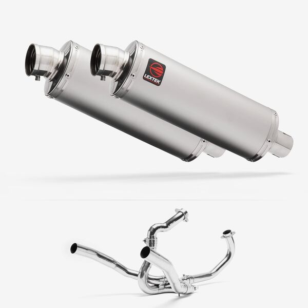 Lextek Matt Stainless Steel OP1 350mm Exhaust System for SUZUKI SV1000 (03-07)