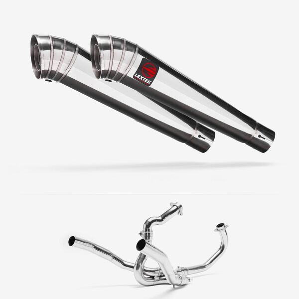 Lextek Polished Stainless Steel MP4 300mm Exhaust System for SUZUKI SV1000 (03-07)