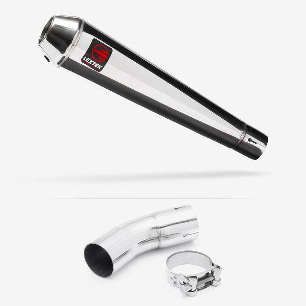 Lextek Polished Stainless Steel AC1 350mm Exhaust with Link Pipe for Kawasaki Z900 RS (18-23)