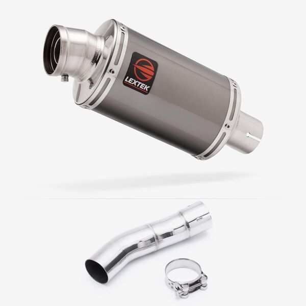 Lextek Smoked Stainless Steel OP15 200mm Exhaust with Link Pipe