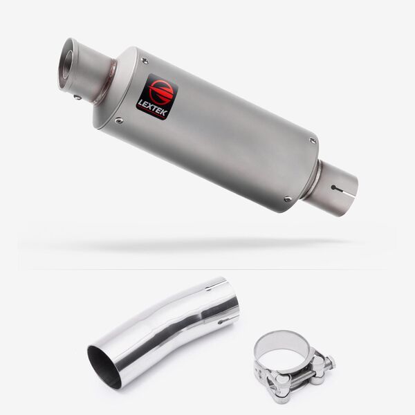 Lextek Matt Stainless Steel GP1 240mm Exhaust with Link Pipe for Kawasaki Ninja 400 & Z400 (18-24)