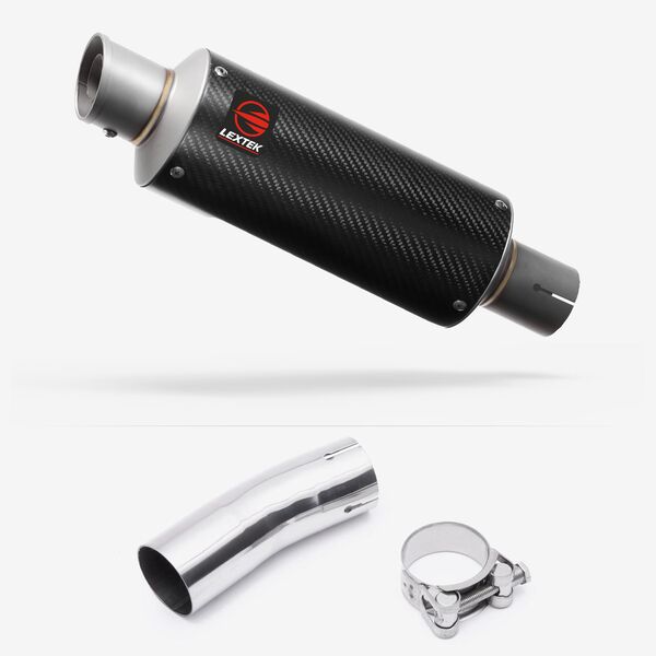 Lextek Carbon Fibre GP8C 240mm Exhaust with Link Pipe for Kawasaki Ninja 400 & Z400 (18-24)