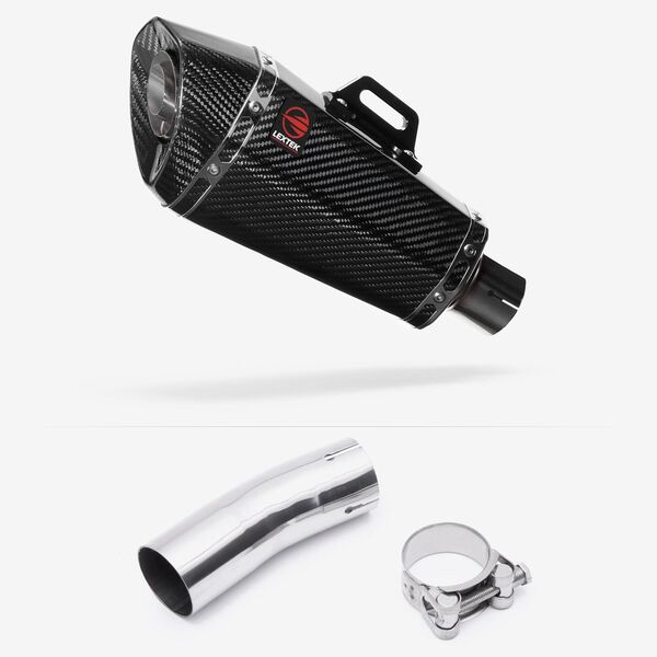 Lextek Carbon Fibre XP8C 210mm Exhaust with Link Pipe for Kawasaki Ninja 400 & Z400 (18-24)