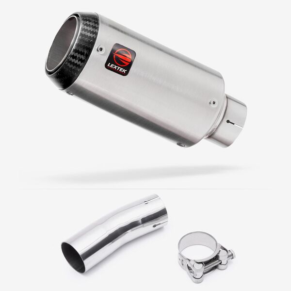 Lextek Matt Stainless Steel CP1 150mm Exhaust with Link Pipe for Kawasaki Ninja 400 & Z400 (18-24)