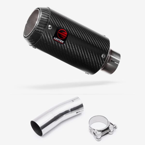 Lextek Carbon Fibre CP8C 150mm Exhaust with Link Pipe for Kawasaki Ninja 400 & Z400 (18-24)
