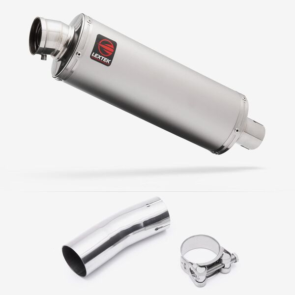 Lextek Matt Stainless Steel OP1 350mm Exhaust with Link Pipe for Kawasaki Ninja 400 & Z400 (18-24)