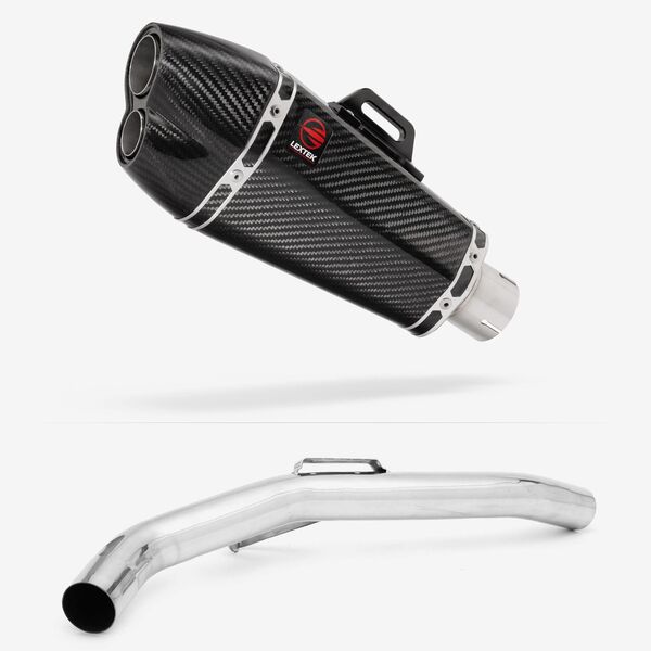 Lextek Carbon Fibre XP13C 210mm Exhaust with Link Pipe for Triumph Explorer 1200 (12-18)