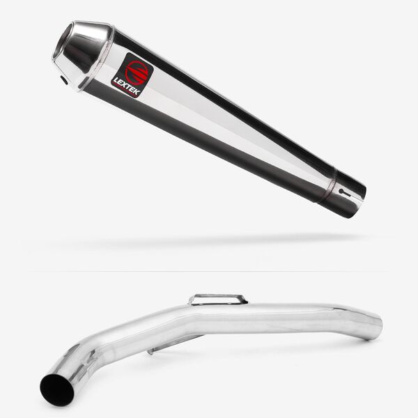 Lextek Polished Stainless Steel AC1 350mm Exhaust with Link Pipe for Triumph Explorer 1200 (12-18)