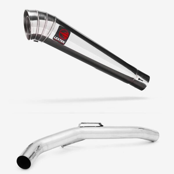 Lextek Polished Stainless Steel MP4 300mm Exhaust with Link Pipe for Triumph Explorer 1200 (12-18)