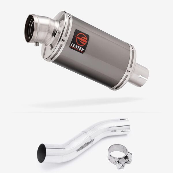 Lextek Smoked Stainless Steel OP15 200mm Exhaust with Link Pipe for Suzuki GSX 250 R (17-18)