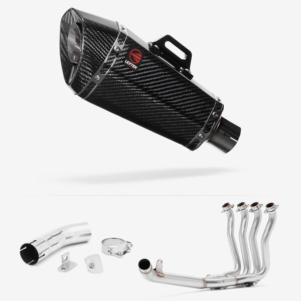 Lextek Carbon Fibre XP8C 210mm Exhaust with Link Pipe for Suzuki GSX-S 1000 F (15-20)