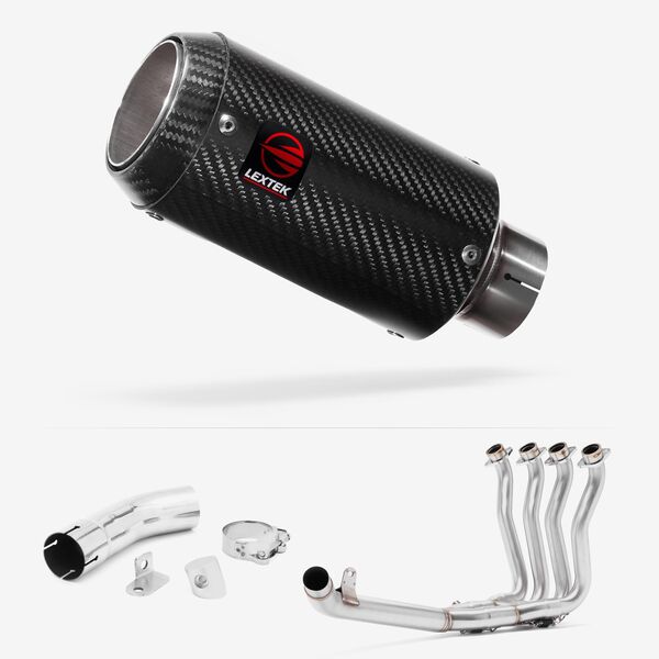 Lextek Carbon Fibre CP8C 150mm Exhaust with Link Pipe for Suzuki GSX-S 1000 F (15-20)