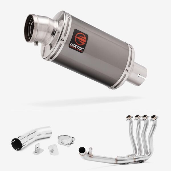 Lextek Smoked Stainless Steel OP15 200mm Exhaust with Link Pipe for Suzuki GSX-S 1000 F (15-20)