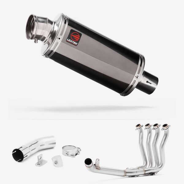 Lextek Smoked Stainless Steel OP16 250mm Exhaust with Link Pipe for Suzuki GSX-S 1000 F (15-20)