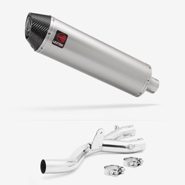 Lextek Brushed Stainless Steel RP1 400mm Exhaust with Link Pipe for Yamaha MT-10 (16-)