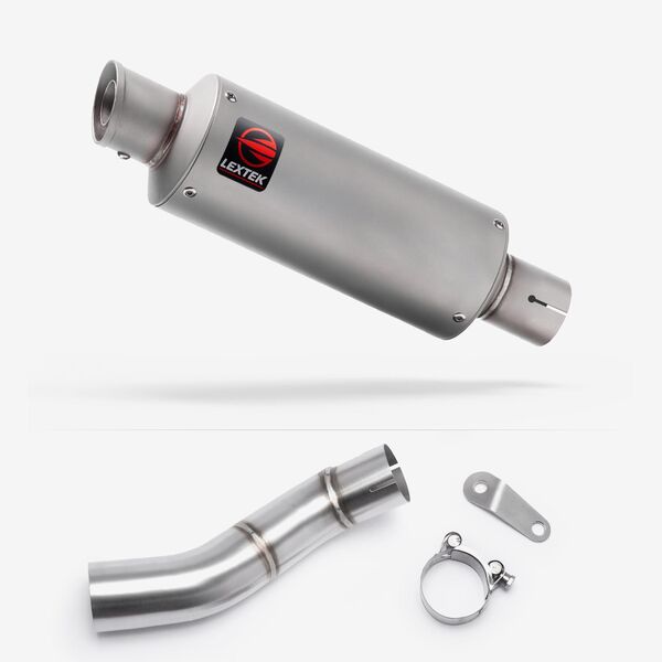 Lextek Matt Stainless Steel GP1 240mm Exhaust with Link Pipe for Triumph Street Triple 765 (17-23)