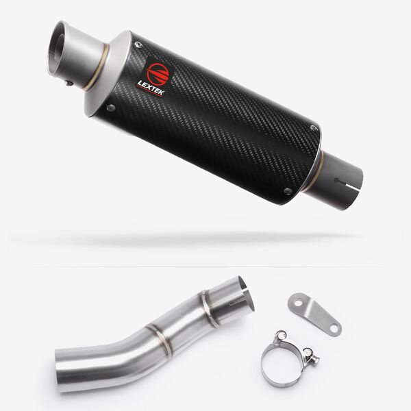 Lextek Carbon Fibre GP8C 240mm Exhaust with Link Pipe for Triumph Street Triple 765 (17-23)