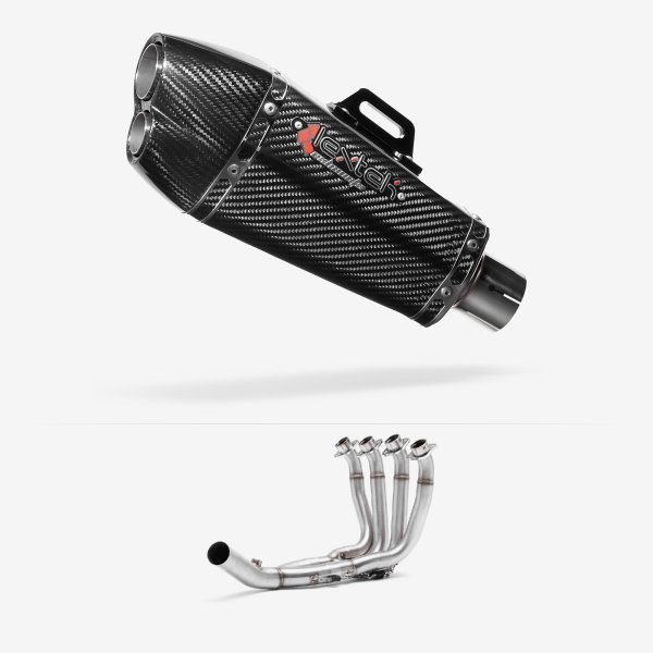Lextek XP13C Carbon Fibre Exhaust System 210mm Low Level for Yamaha YZF R6 (17-22)