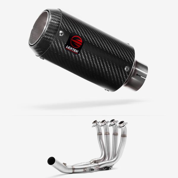 Lextek Carbon Fibre CP8C 150mm Low Level Exhaust System for Yamaha YZF R6 (17-22)