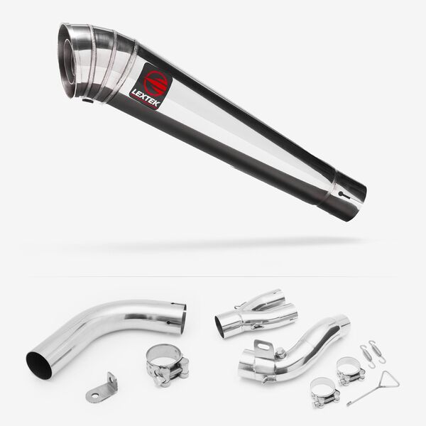 Lextek Polished Stainless Steel MP4 300mm Exhaust with Link Pipe for Honda CB1000R (08-17)